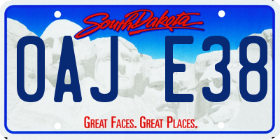 SD license plate 0AJE38