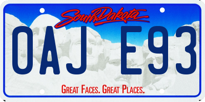 SD license plate 0AJE93