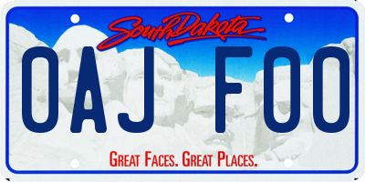 SD license plate 0AJF00