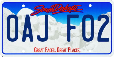 SD license plate 0AJF02