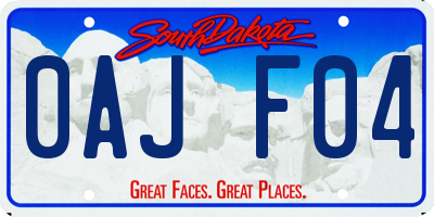 SD license plate 0AJF04