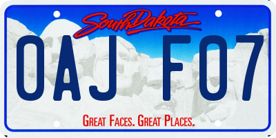 SD license plate 0AJF07