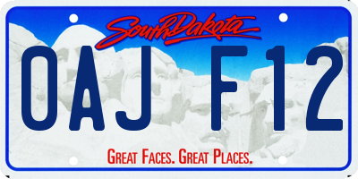 SD license plate 0AJF12