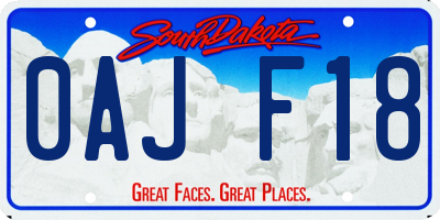 SD license plate 0AJF18