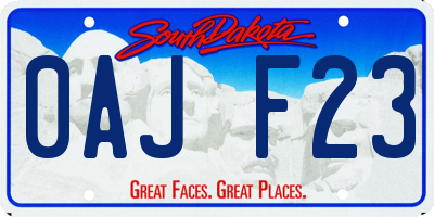 SD license plate 0AJF23