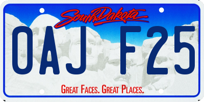 SD license plate 0AJF25