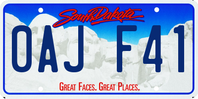 SD license plate 0AJF41