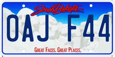 SD license plate 0AJF44