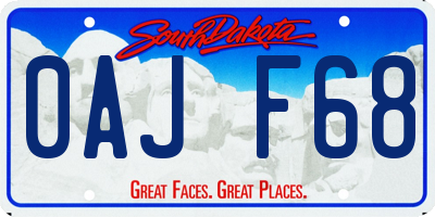 SD license plate 0AJF68