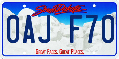 SD license plate 0AJF70