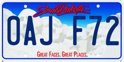 SD license plate 0AJF72