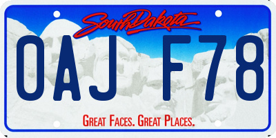 SD license plate 0AJF78