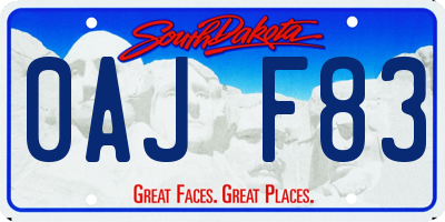 SD license plate 0AJF83