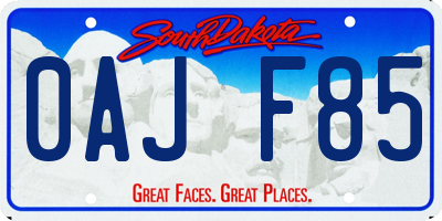 SD license plate 0AJF85