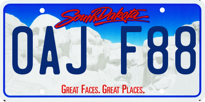 SD license plate 0AJF88