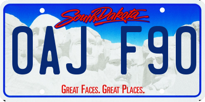 SD license plate 0AJF90