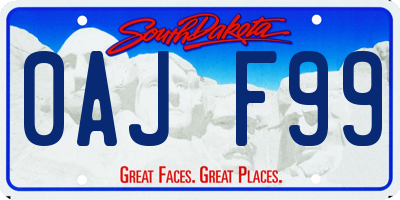 SD license plate 0AJF99