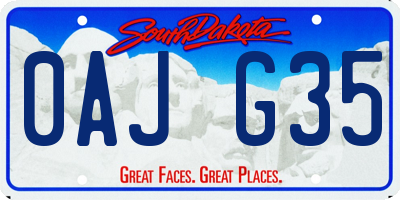 SD license plate 0AJG35