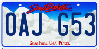 SD license plate 0AJG53