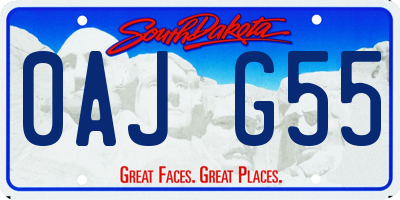 SD license plate 0AJG55