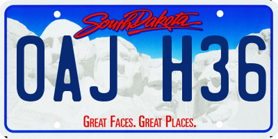 SD license plate 0AJH36