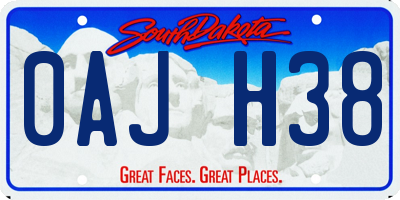 SD license plate 0AJH38