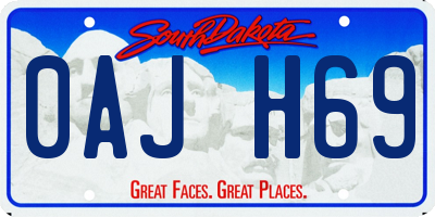 SD license plate 0AJH69
