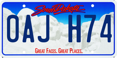 SD license plate 0AJH74