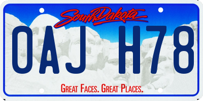SD license plate 0AJH78