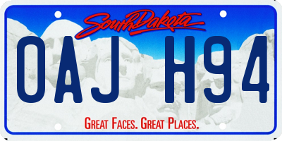 SD license plate 0AJH94