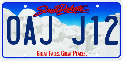 SD license plate 0AJJ12