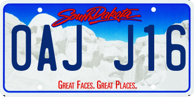 SD license plate 0AJJ16