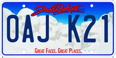 SD license plate 0AJK21