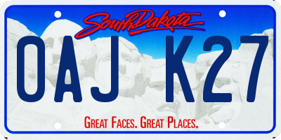 SD license plate 0AJK27