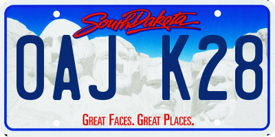 SD license plate 0AJK28