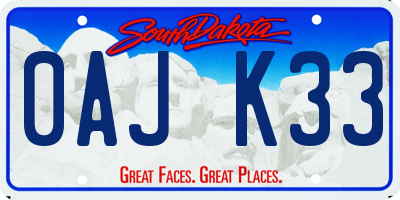 SD license plate 0AJK33