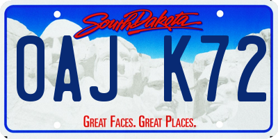 SD license plate 0AJK72