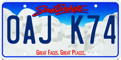 SD license plate 0AJK74