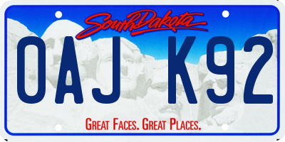 SD license plate 0AJK92