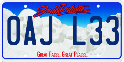 SD license plate 0AJL33