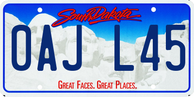 SD license plate 0AJL45