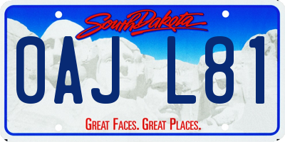 SD license plate 0AJL81