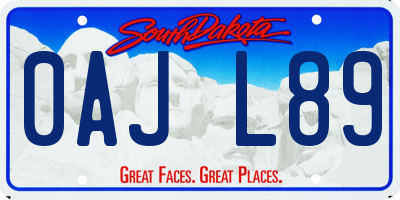 SD license plate 0AJL89