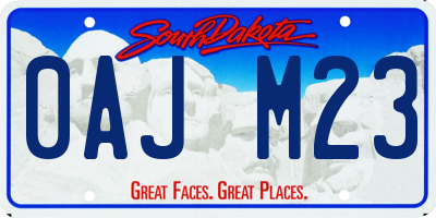 SD license plate 0AJM23