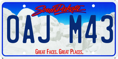 SD license plate 0AJM43