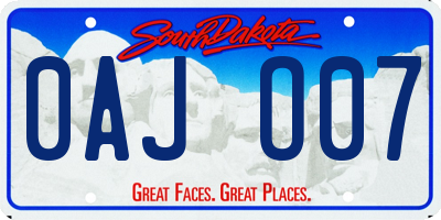 SD license plate 0AJO07