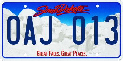 SD license plate 0AJO13