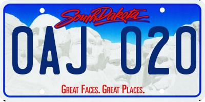 SD license plate 0AJO20