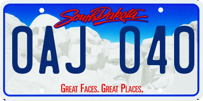 SD license plate 0AJO40