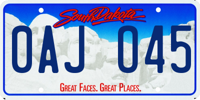 SD license plate 0AJO45